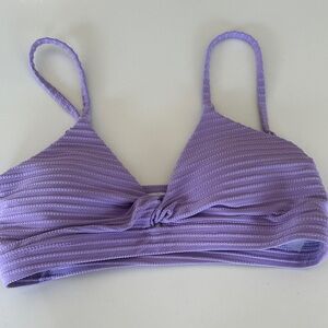 SHEIN Lavender Ribbed Knot Triangle Bikini Top